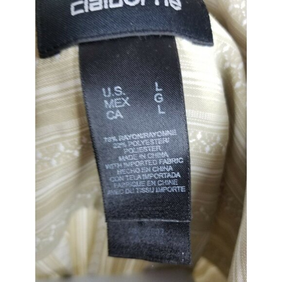 Claiborne Button Front Shirt Mens Size Large Yellow Striped Long Sleeve Business - Picture 6 of 6